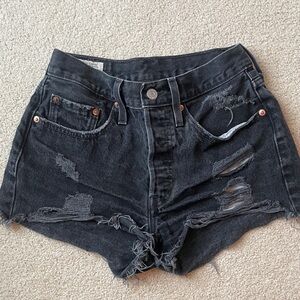 Levi's Black Ripped Jean Shorts